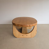 Large Unique Vintage Midcentury European Scandinavian Oval Pine Coffee Table
