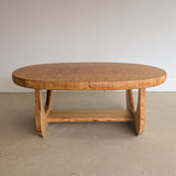 Large Unique Vintage Midcentury European Scandinavian Oval Pine Coffee Table