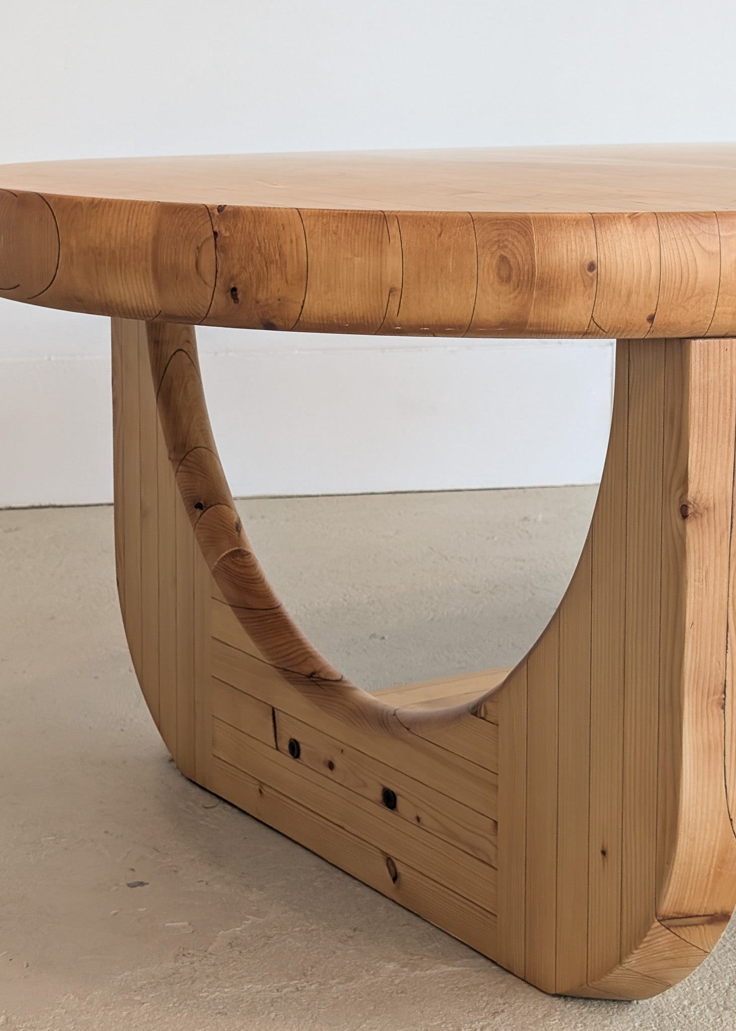 Large Unique Vintage Midcentury European Scandinavian Oval Pine Coffee Table