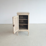 Antique European Bleached Oak Cabinet or Side Table with Hand-Carved Floral Detailing and Original Key