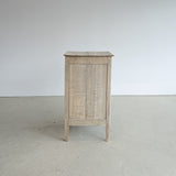 Antique European Bleached Oak Cabinet or Side Table with Hand-Carved Floral Detailing and Original Key
