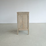Antique European Bleached Oak Cabinet or Side Table with Hand-Carved Floral Detailing and Original Key