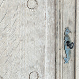 Antique European Bleached Oak Cabinet or Side Table with Hand-Carved Floral Detailing and Original Key
