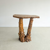 Vintage Burl Wood Console or Tall Side Table with Burl Root Base