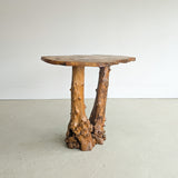 Vintage Burl Wood Console or Tall Side Table with Burl Root Base