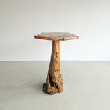 Vintage Burl Wood Console or Tall Side Table with Burl Root Base
