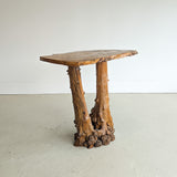 Vintage Burl Wood Console or Tall Side Table with Burl Root Base