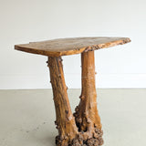 Vintage Burl Wood Console or Tall Side Table with Burl Root Base
