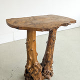 Vintage Burl Wood Console or Tall Side Table with Burl Root Base
