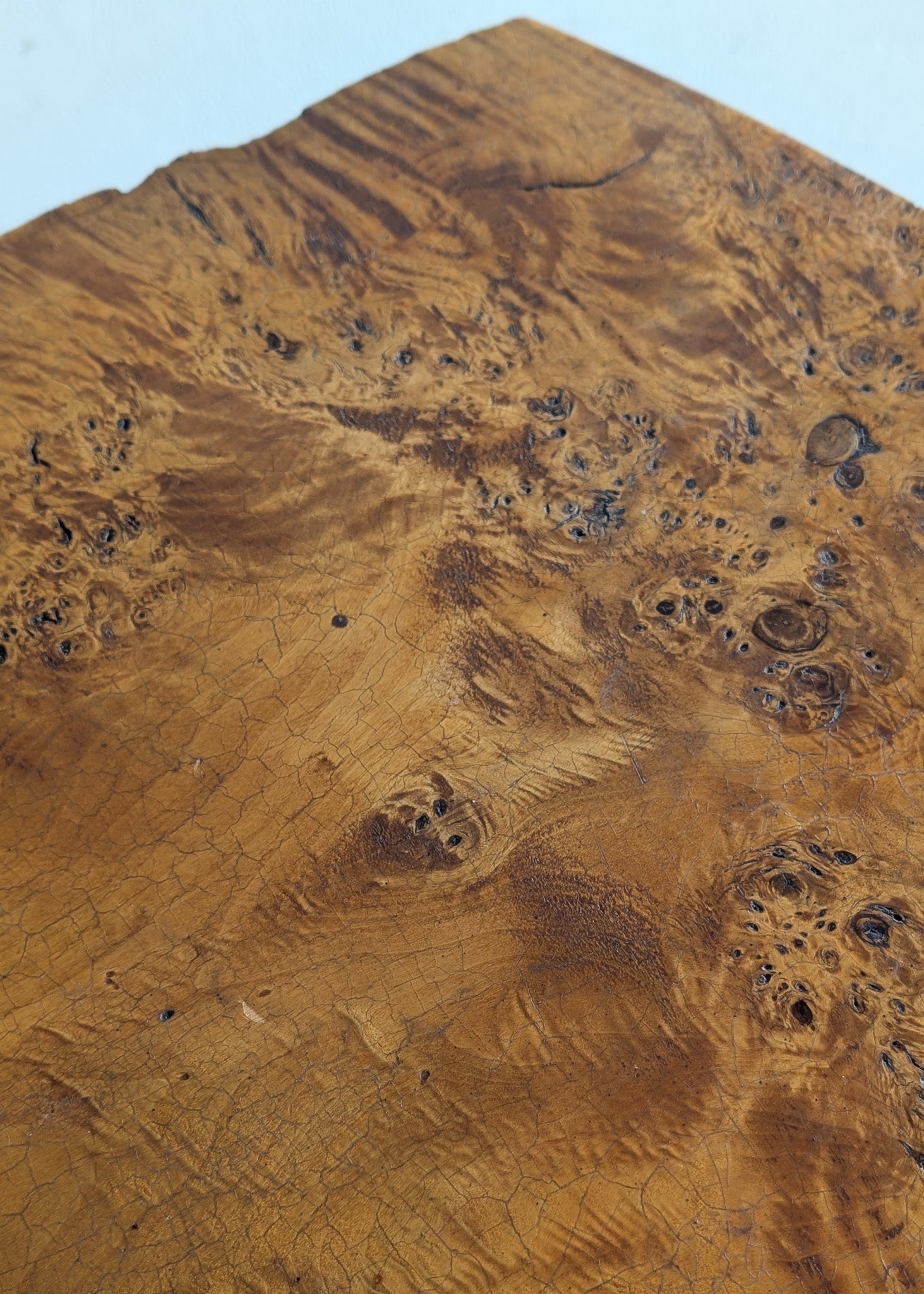 Vintage Burl Wood Console or Tall Side Table with Burl Root Base