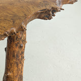 Vintage Burl Wood Console or Tall Side Table with Burl Root Base
