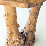 Vintage Burl Wood Console or Tall Side Table with Burl Root Base