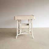 Antique Late 1800s Victorian Wakefield Rattan Company White Painted Rattan and Wicker Side or Breakfast Table