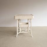 Antique Late 1800s Victorian Wakefield Rattan Company White Painted Rattan and Wicker Side or Breakfast Table