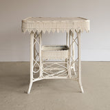 Antique Late 1800s Victorian Wakefield Rattan Company White Painted Rattan and Wicker Side or Breakfast Table