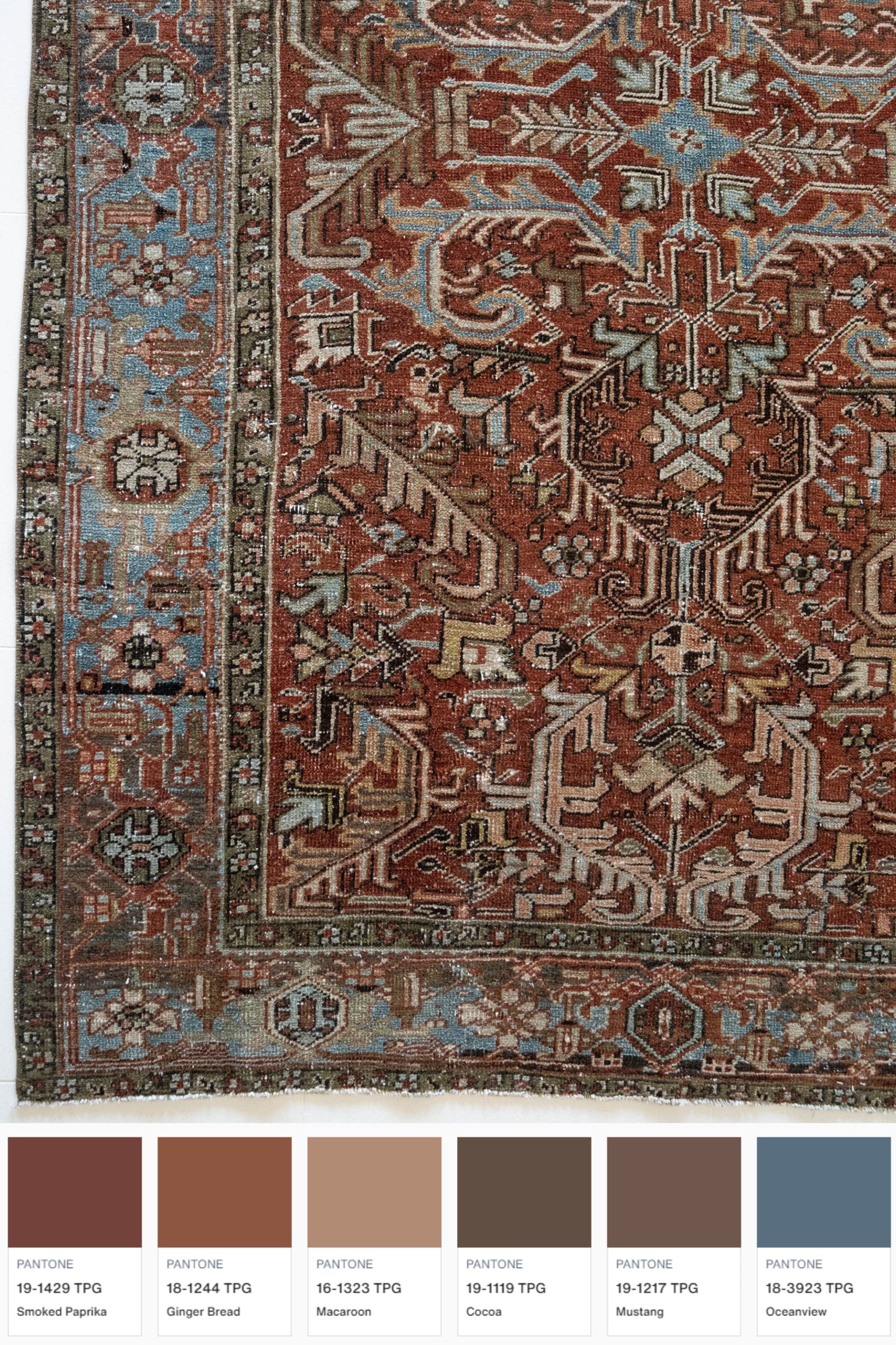 District Loom 1940s Vintage Persian Heriz Area Rug 6'4" x 9'3"
