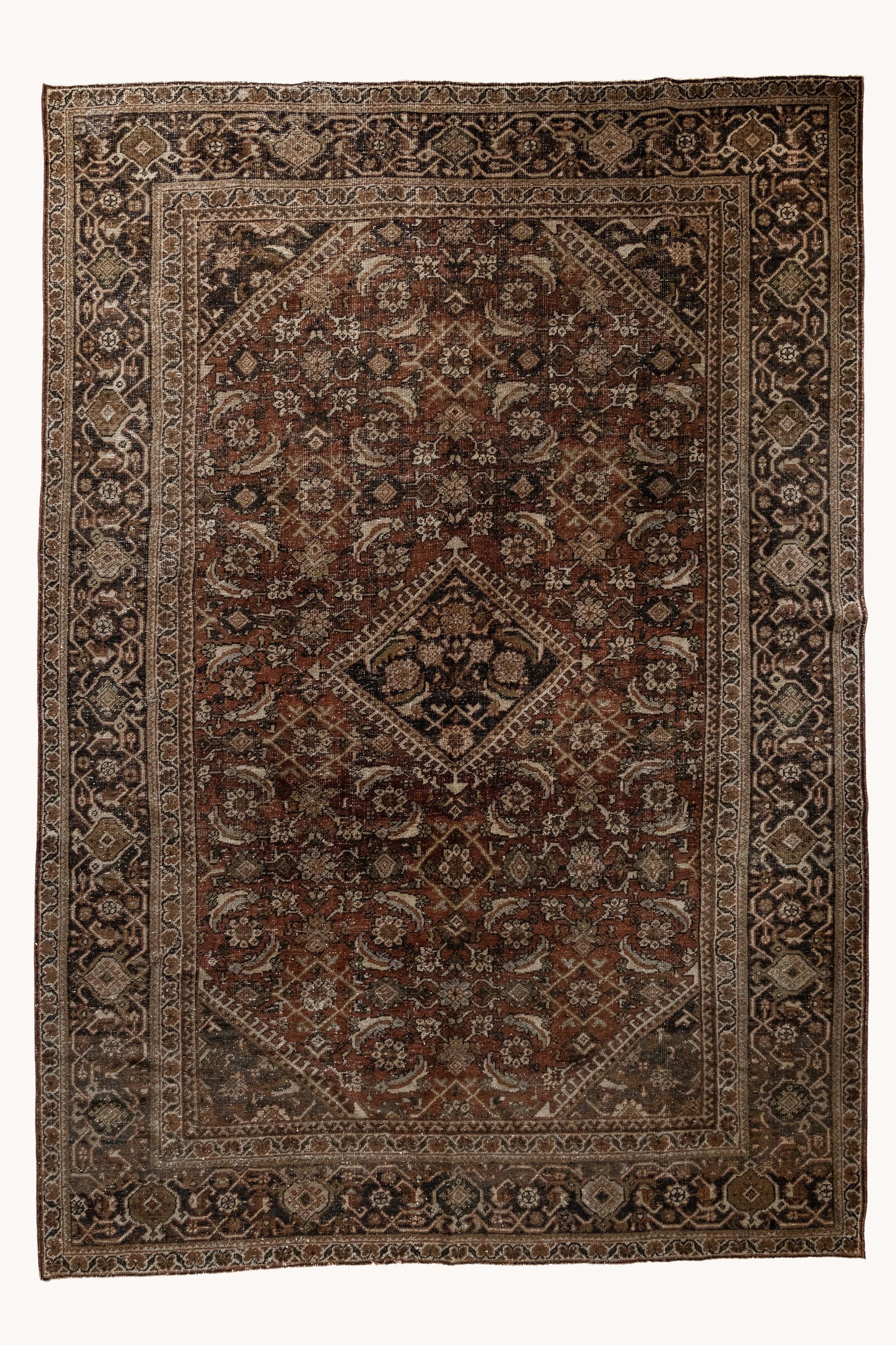 District Loom 1930s Vintage Persian Mahal Area Rug 7'7" x 10'4"