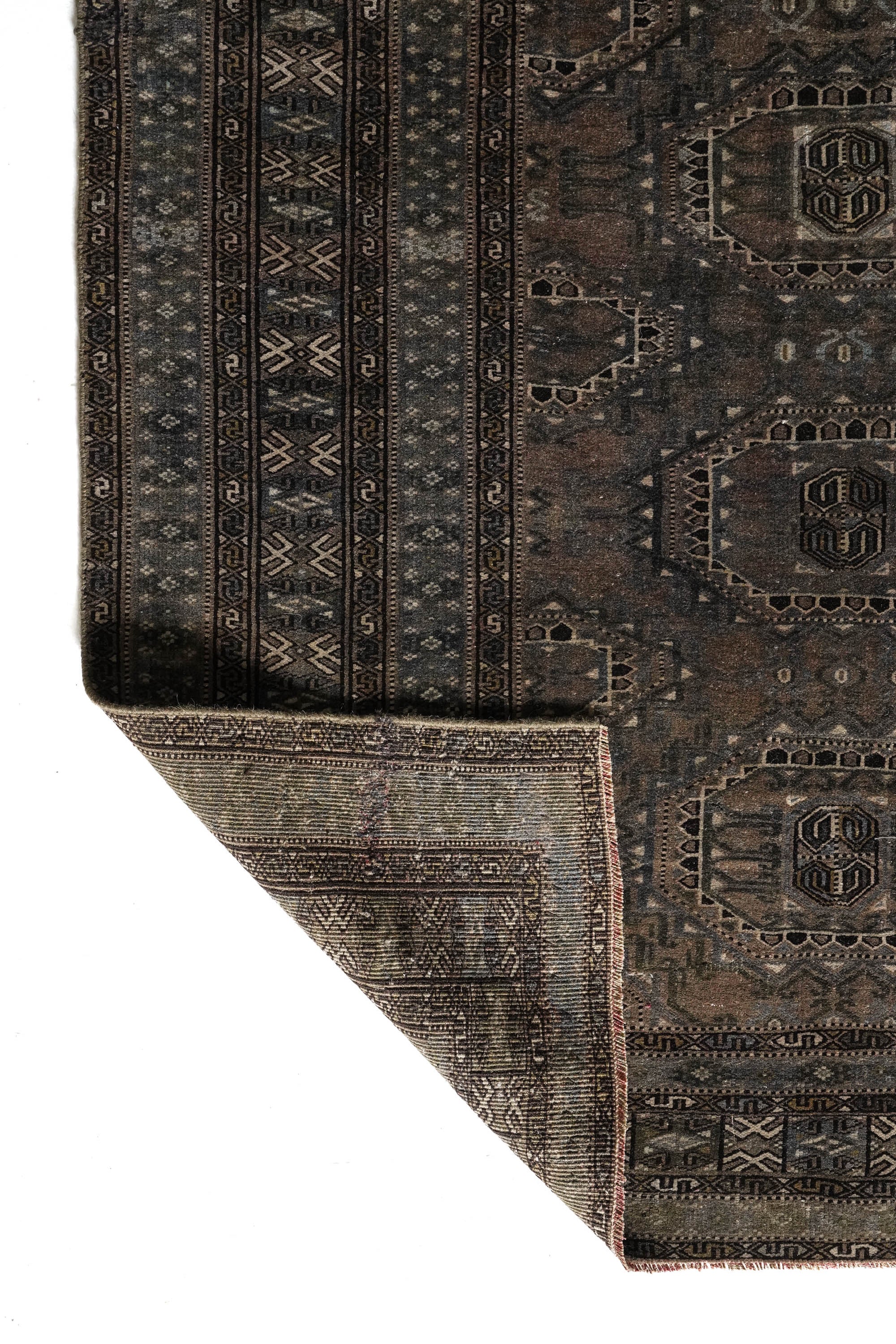 District Loom 1940s Vintage Uzbekistan Bokhara Scatter Rug 3'10" x 5'10"