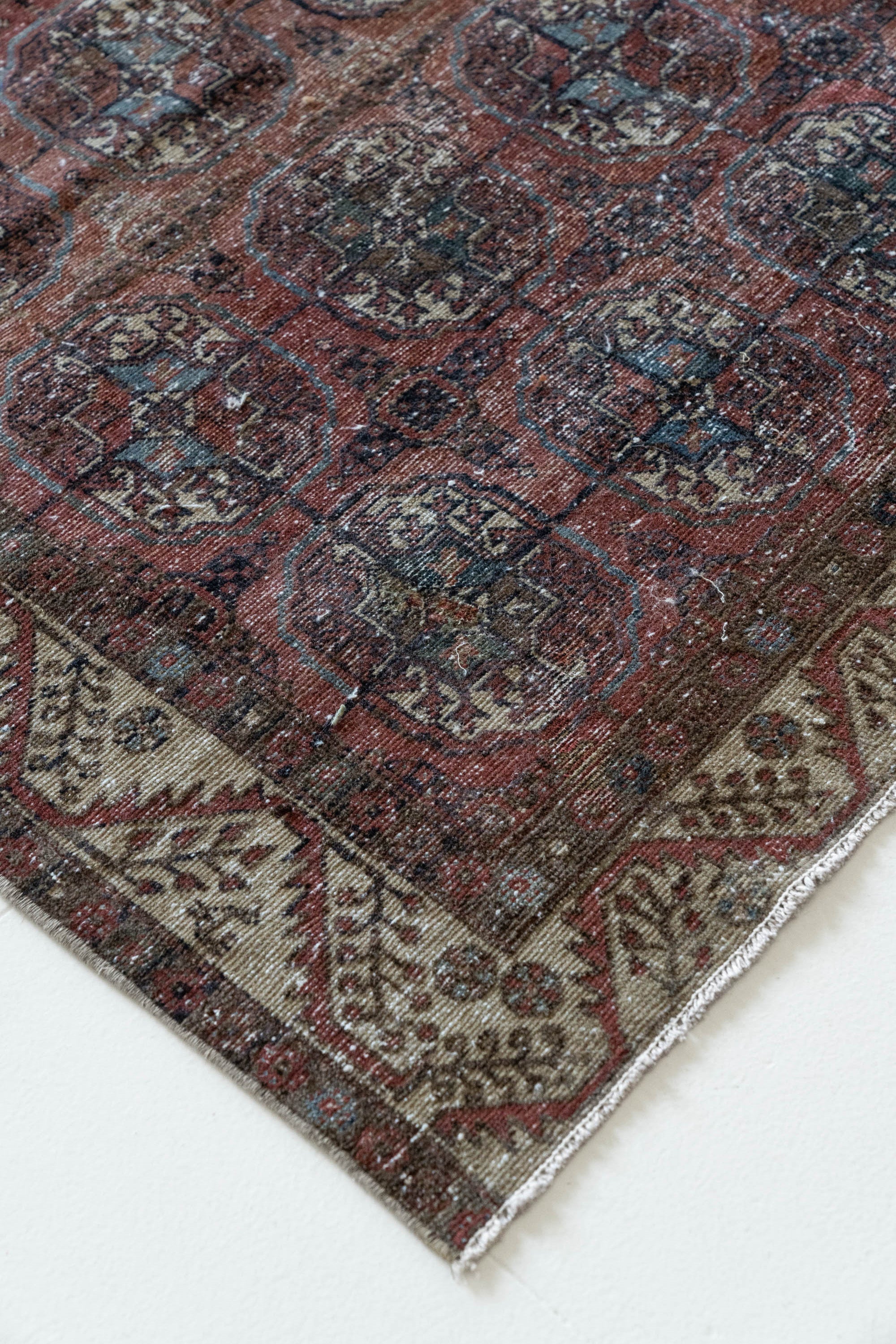 District Loom 1920s Antique Uzbekistan Bokhara Scatter Rug 3'8" x 6'11"