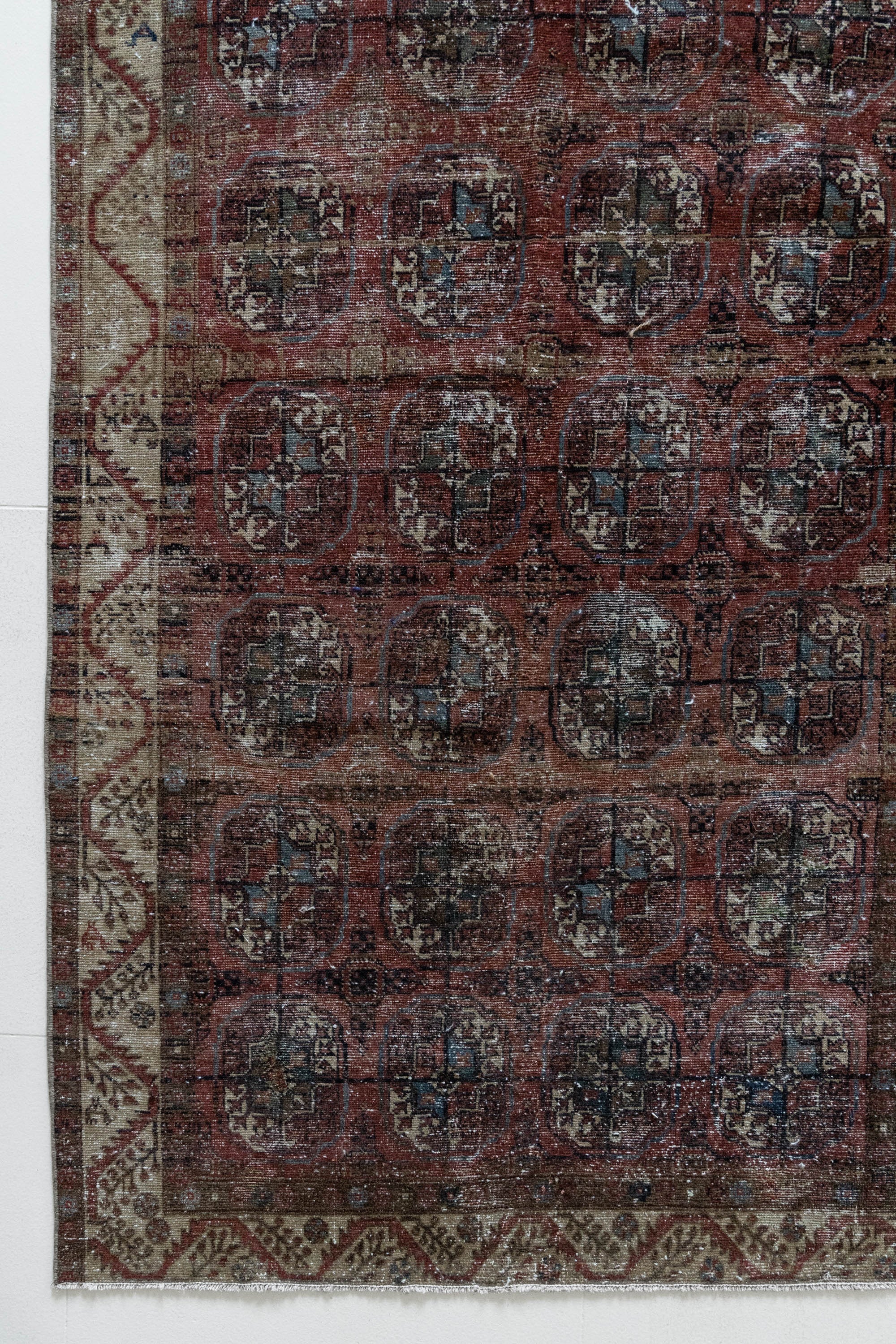 District Loom 1920s Antique Uzbekistan Bokhara Scatter Rug 3'8" x 6'11"