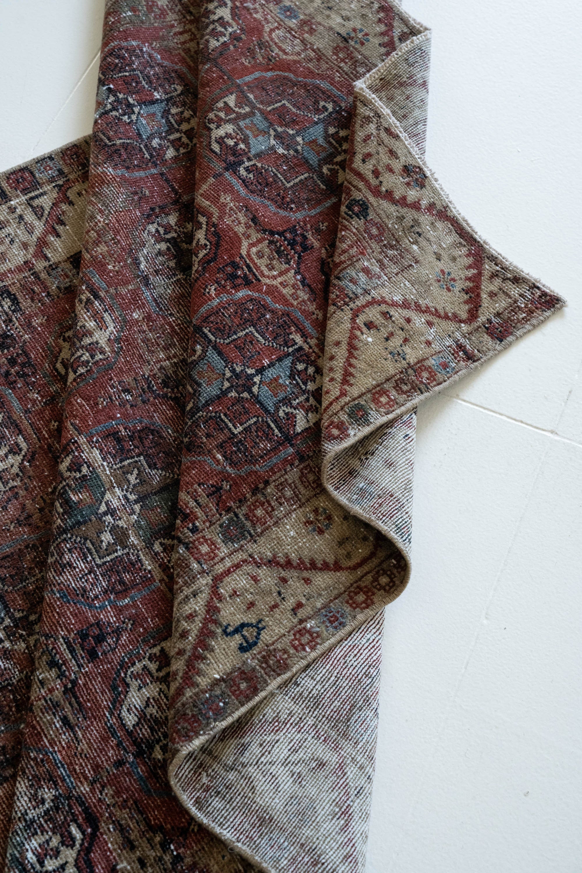District Loom 1920s Antique Uzbekistan Bokhara Scatter Rug 3'8" x 6'11"