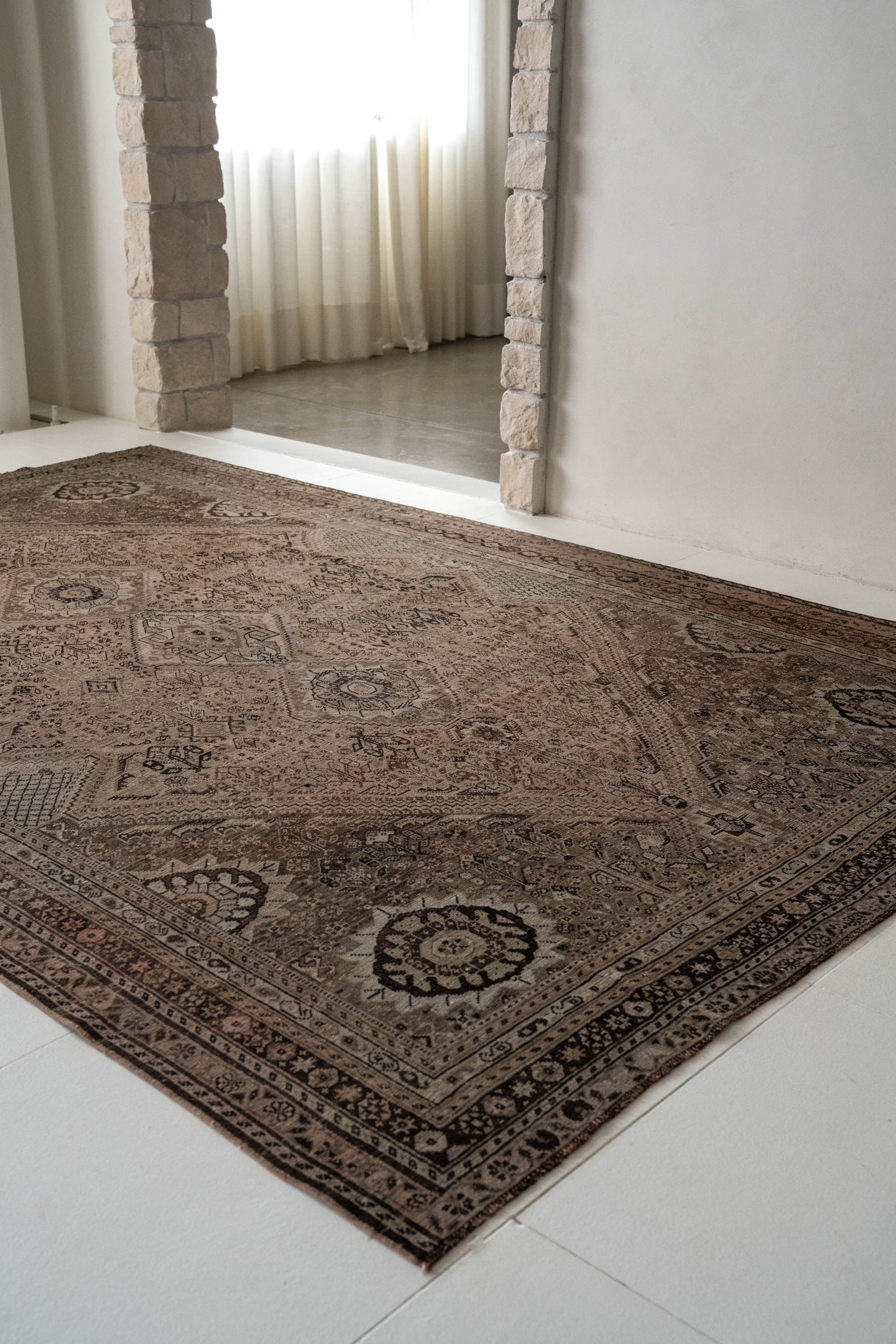 District Loom 1940s Vintage Persian Shiraz Area Rug 6'11" x 10'2"