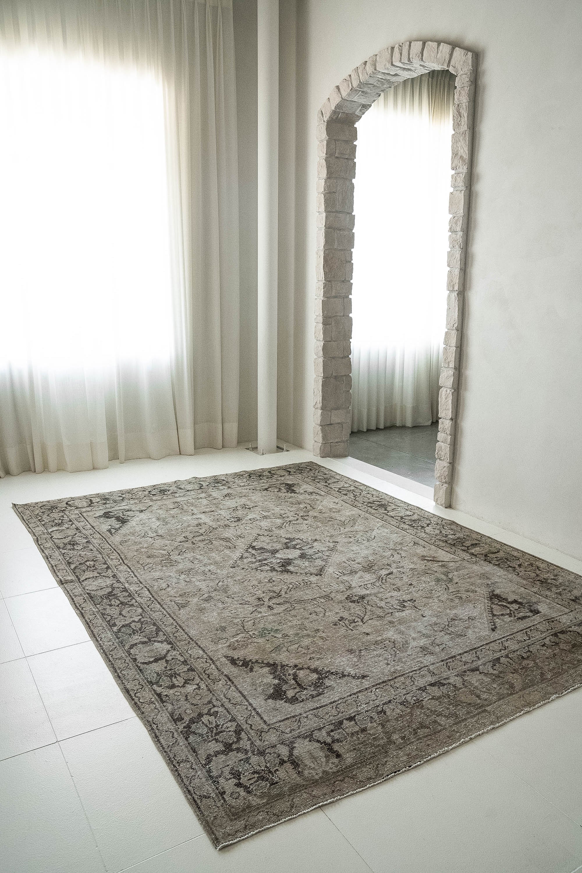 District Loom 1920s Antique Persian Mahal Area Rug 7'10" x 10'11"