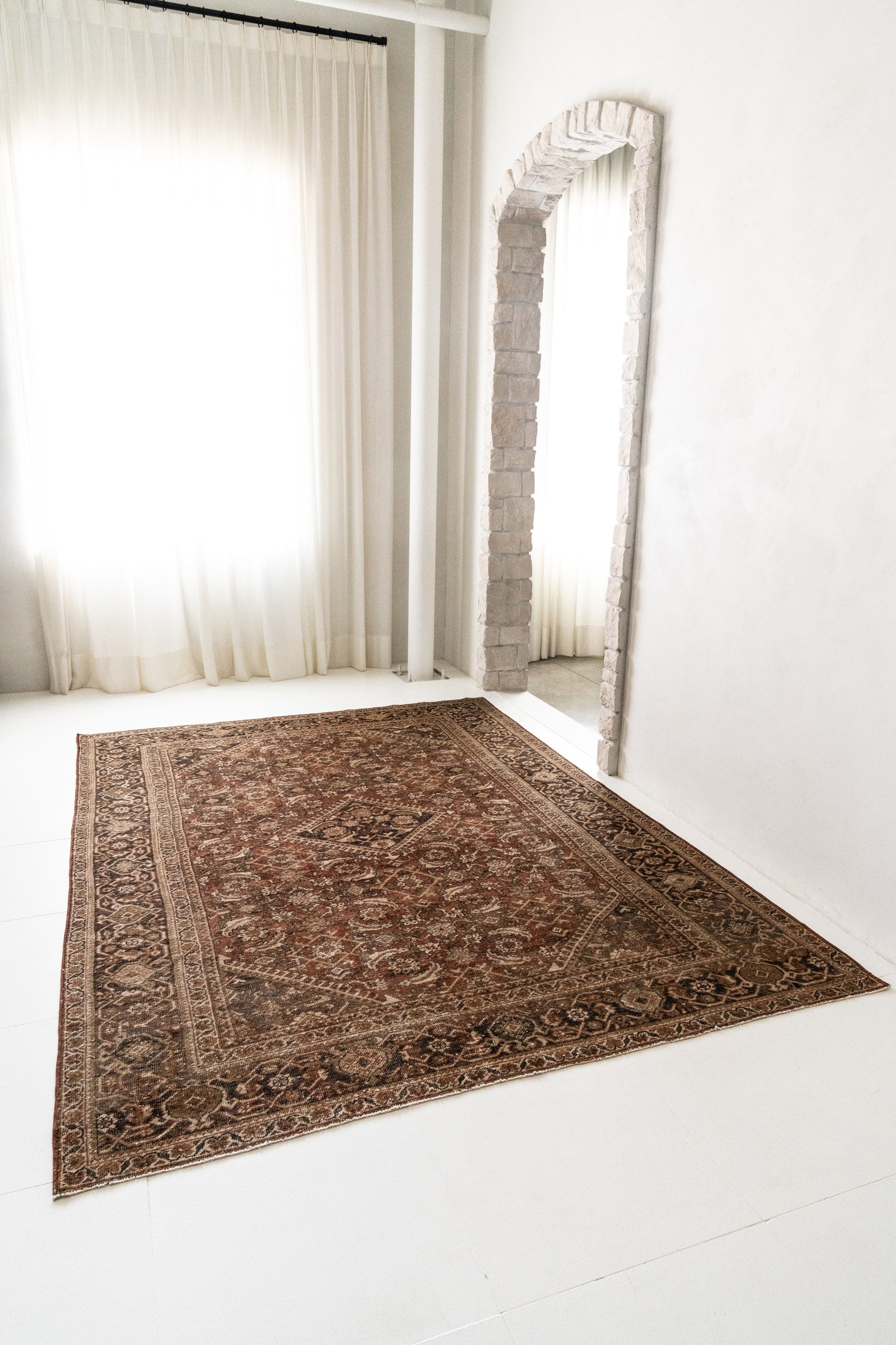District Loom 1930s Vintage Persian Mahal Area Rug 7'7" x 10'4"