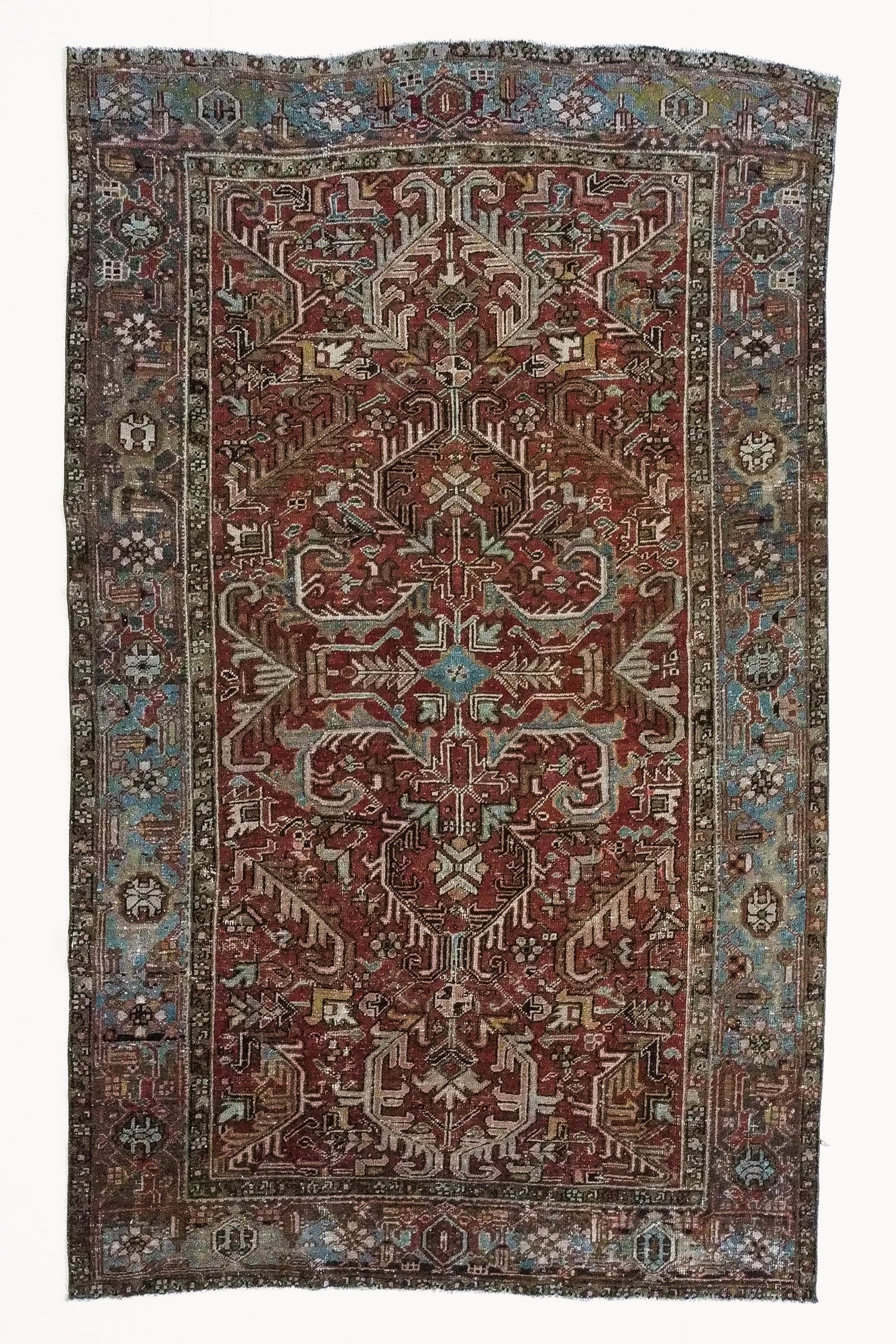 District Loom 1940s Vintage Persian Heriz Area Rug 6'4" x 9'3"