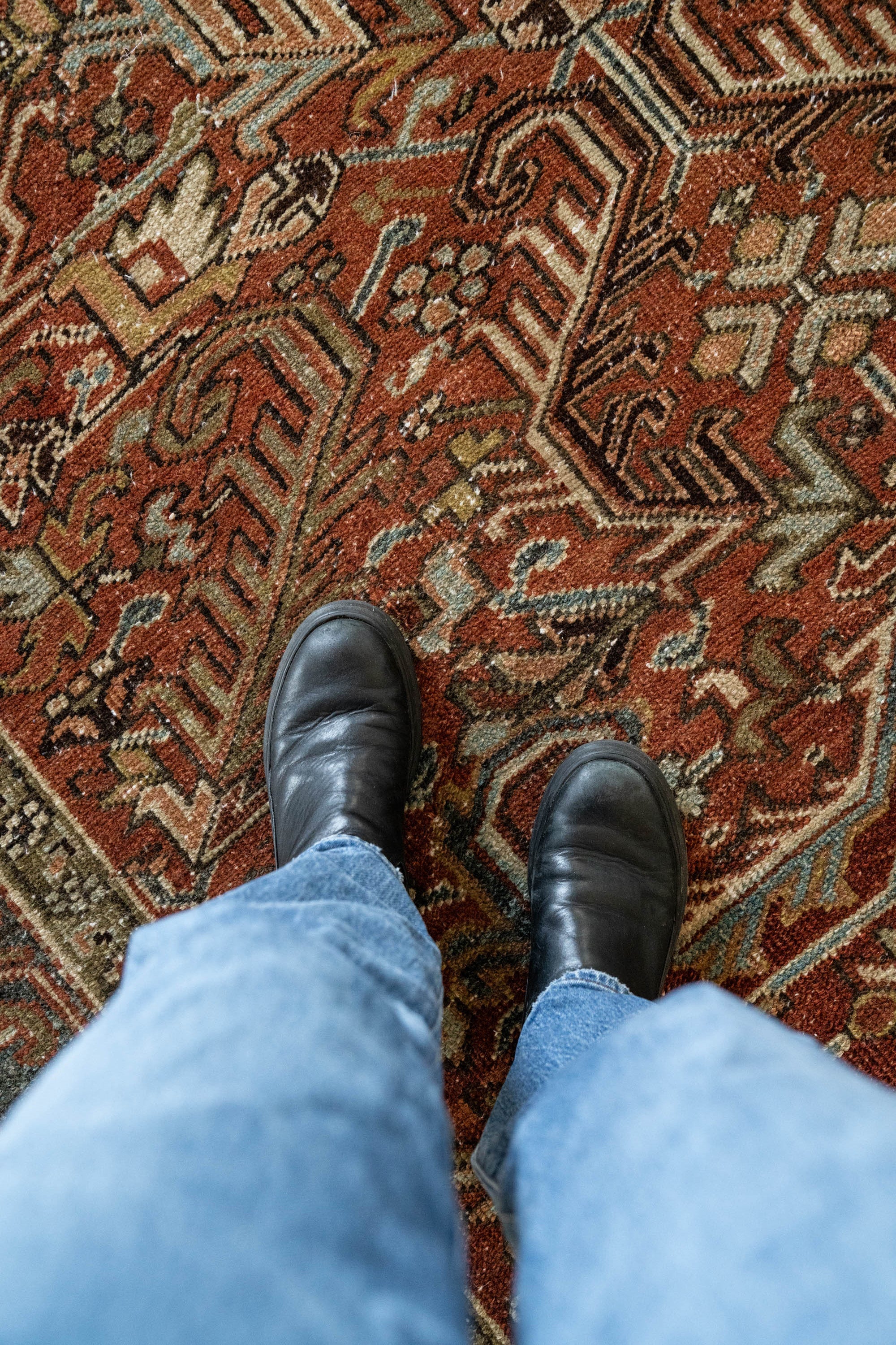District Loom 1940s Vintage Persian Heriz Area Rug 6'4" x 9'3"