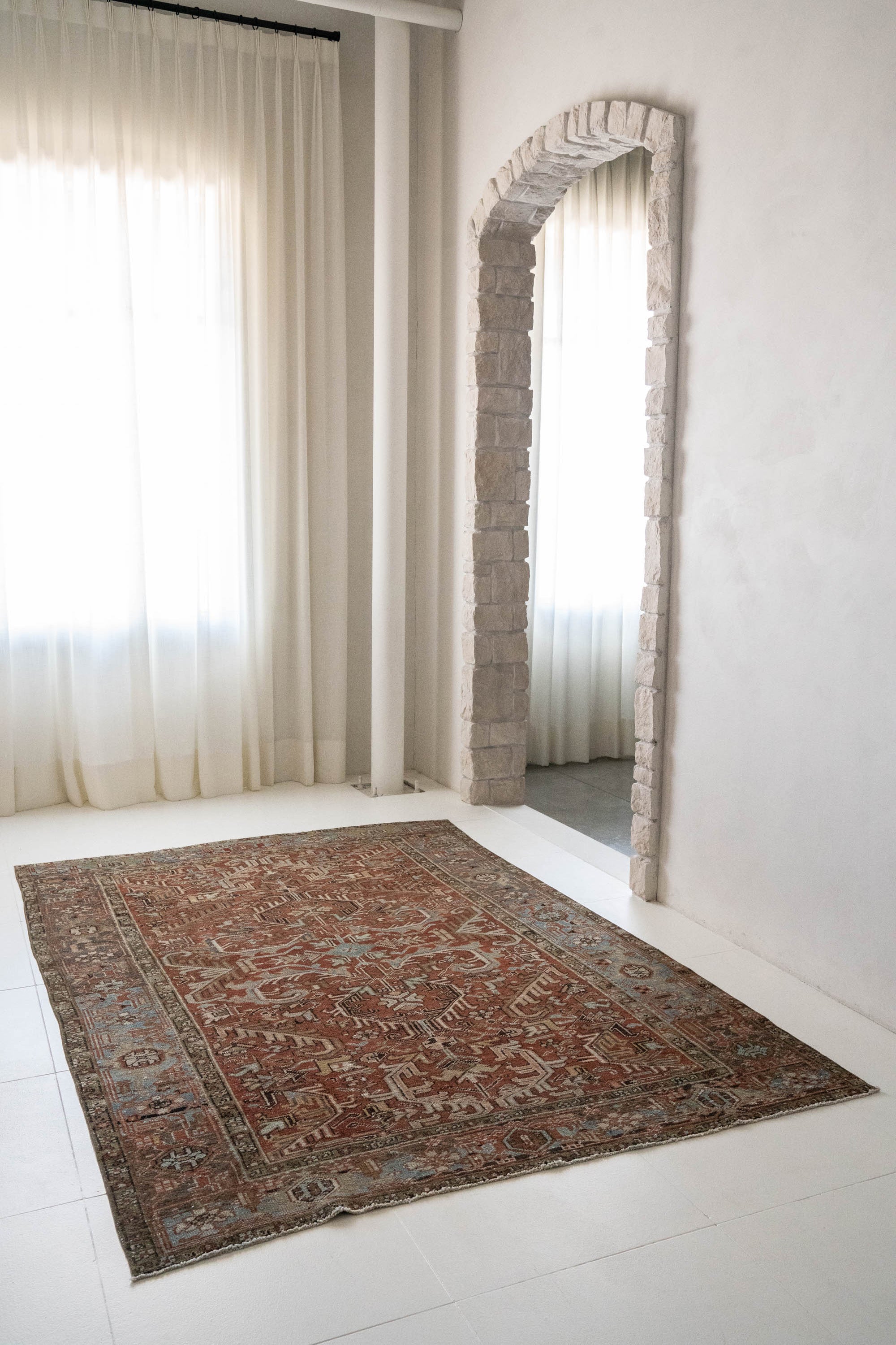 District Loom 1940s Vintage Persian Heriz Area Rug 6'4" x 9'3"