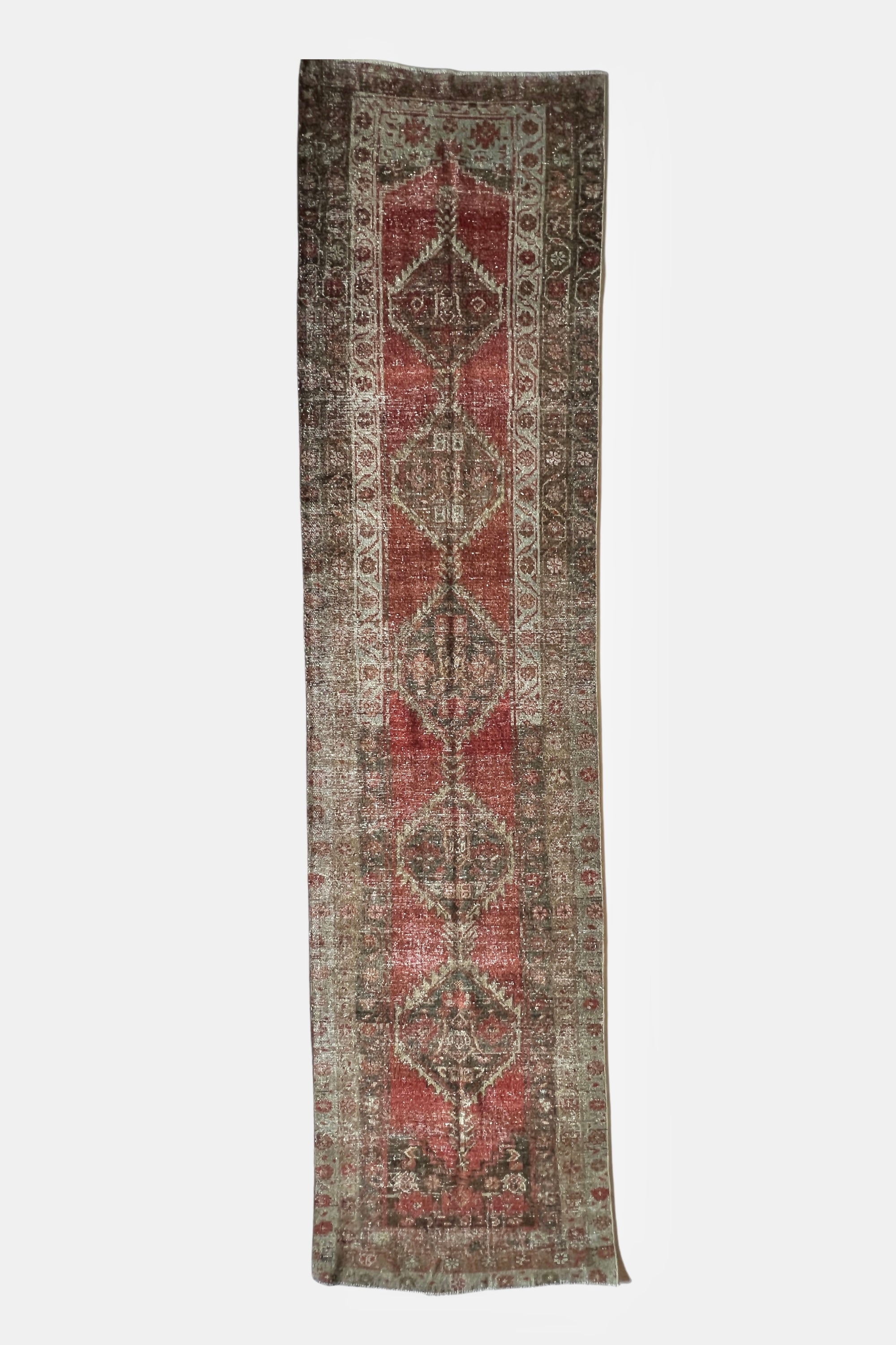 District Loom 1920s Antique Persian Heriz Karaja Runner Rug 2'7" x 10'3"