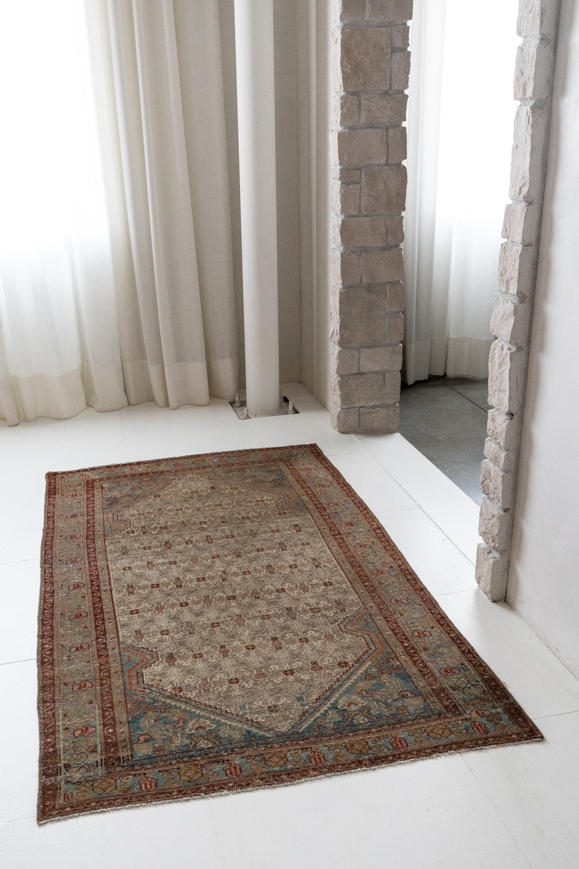 District Loom 1940s Vintage Persian Scatter Rug 4' x 6'9"