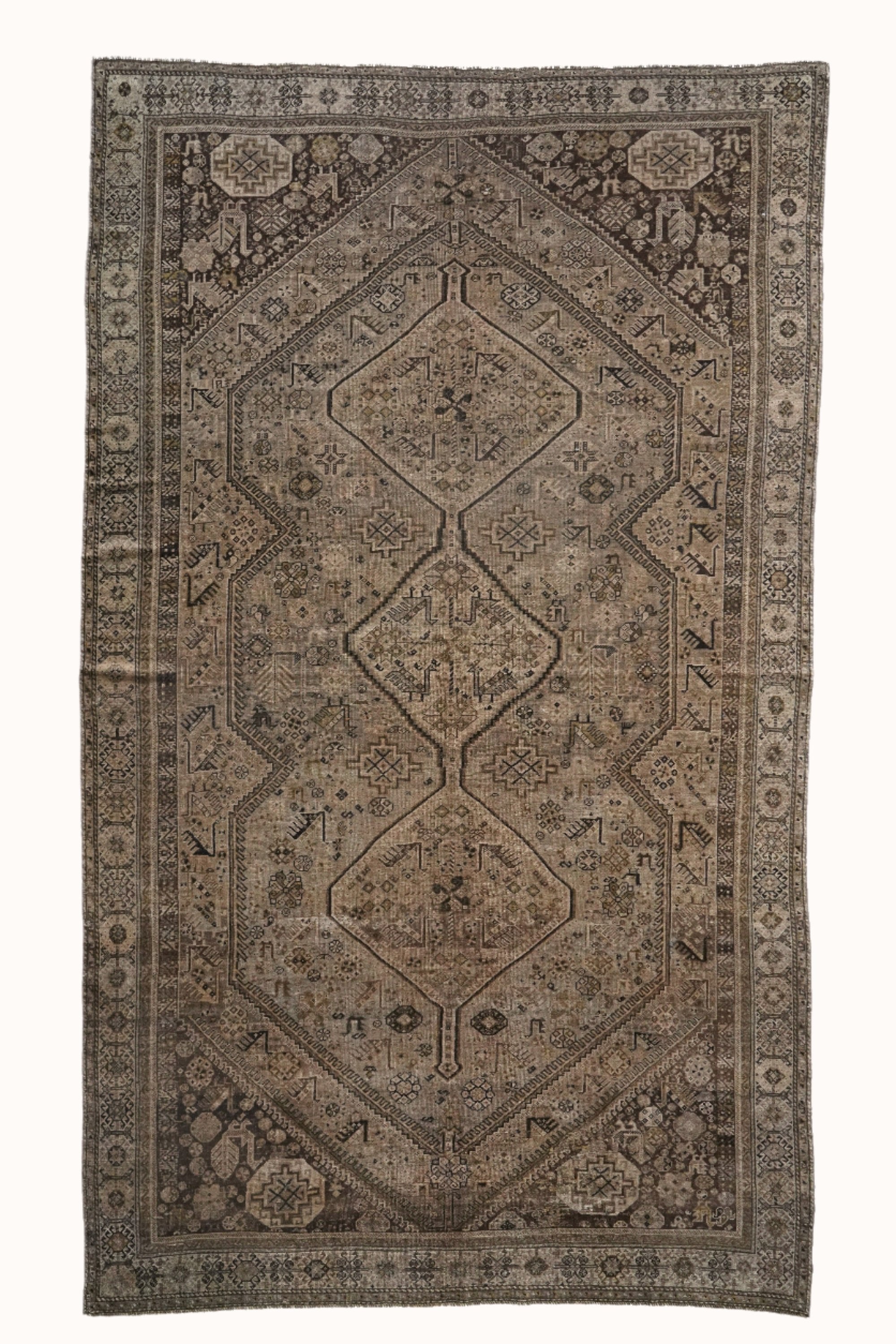 District Loom 1920s Antique Persian Shiraz Scatter Rug 5'6" x 9'3"