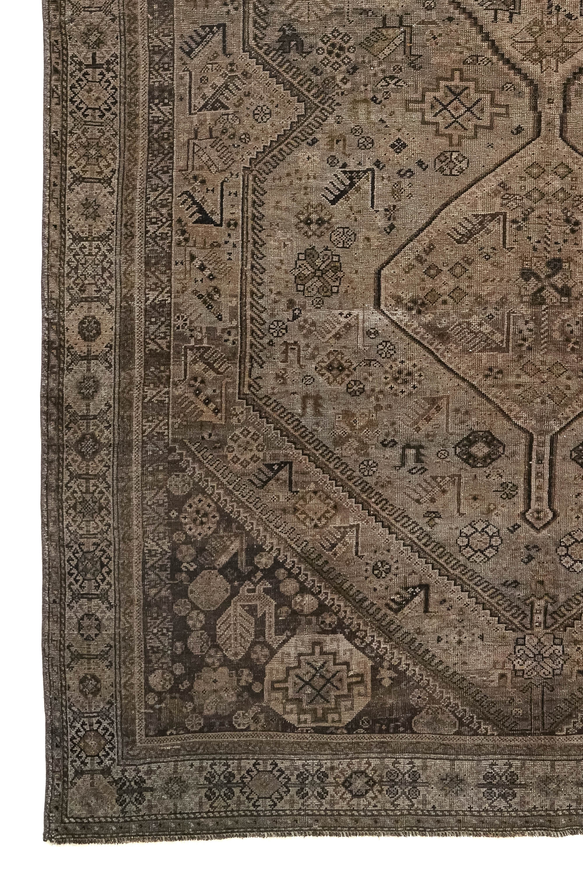 District Loom 1920s Antique Persian Shiraz Scatter Rug 5'6" x 9'3"