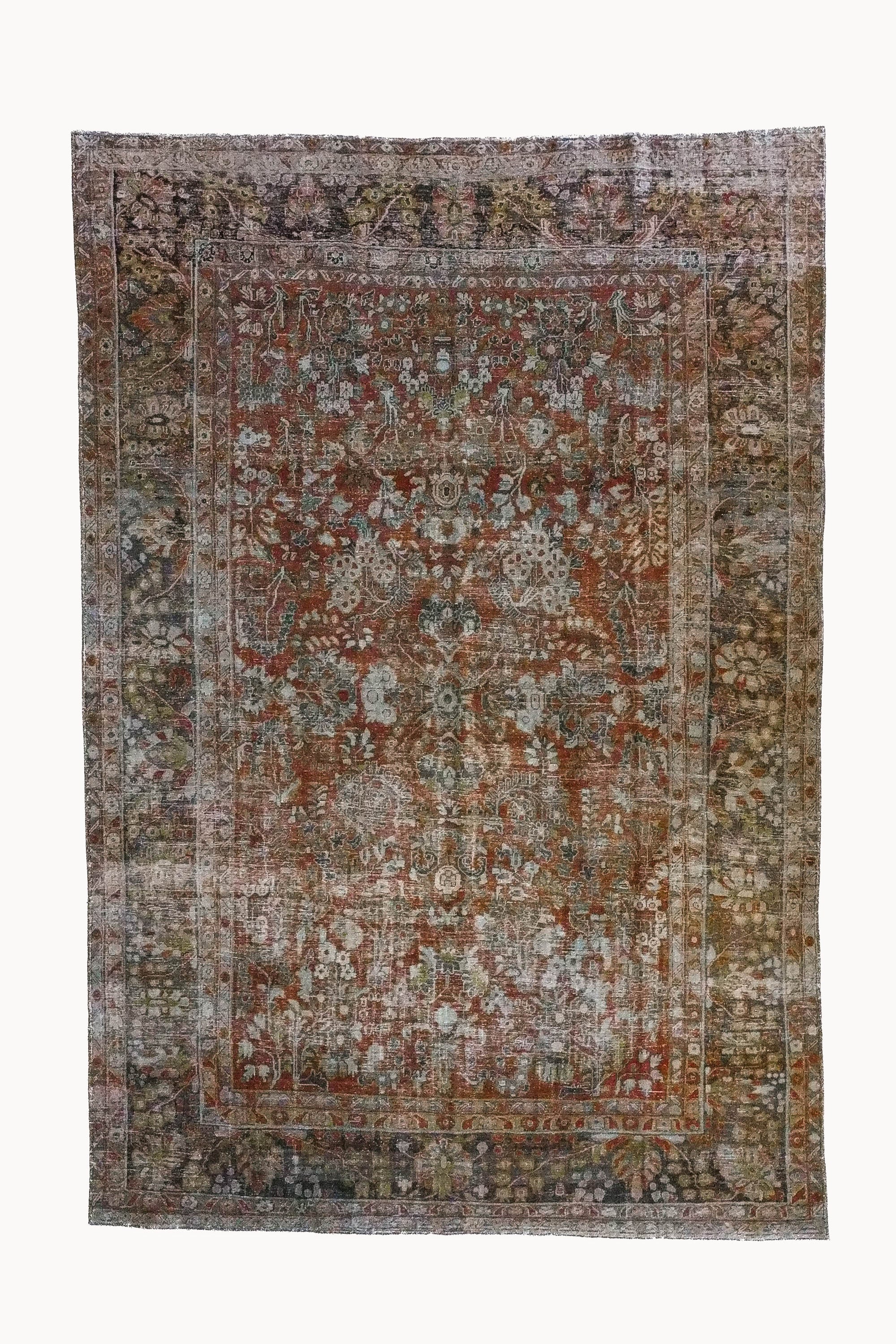District Loom 1920s Antique Persian Mahal Area Rug 8'8" x 11'5"