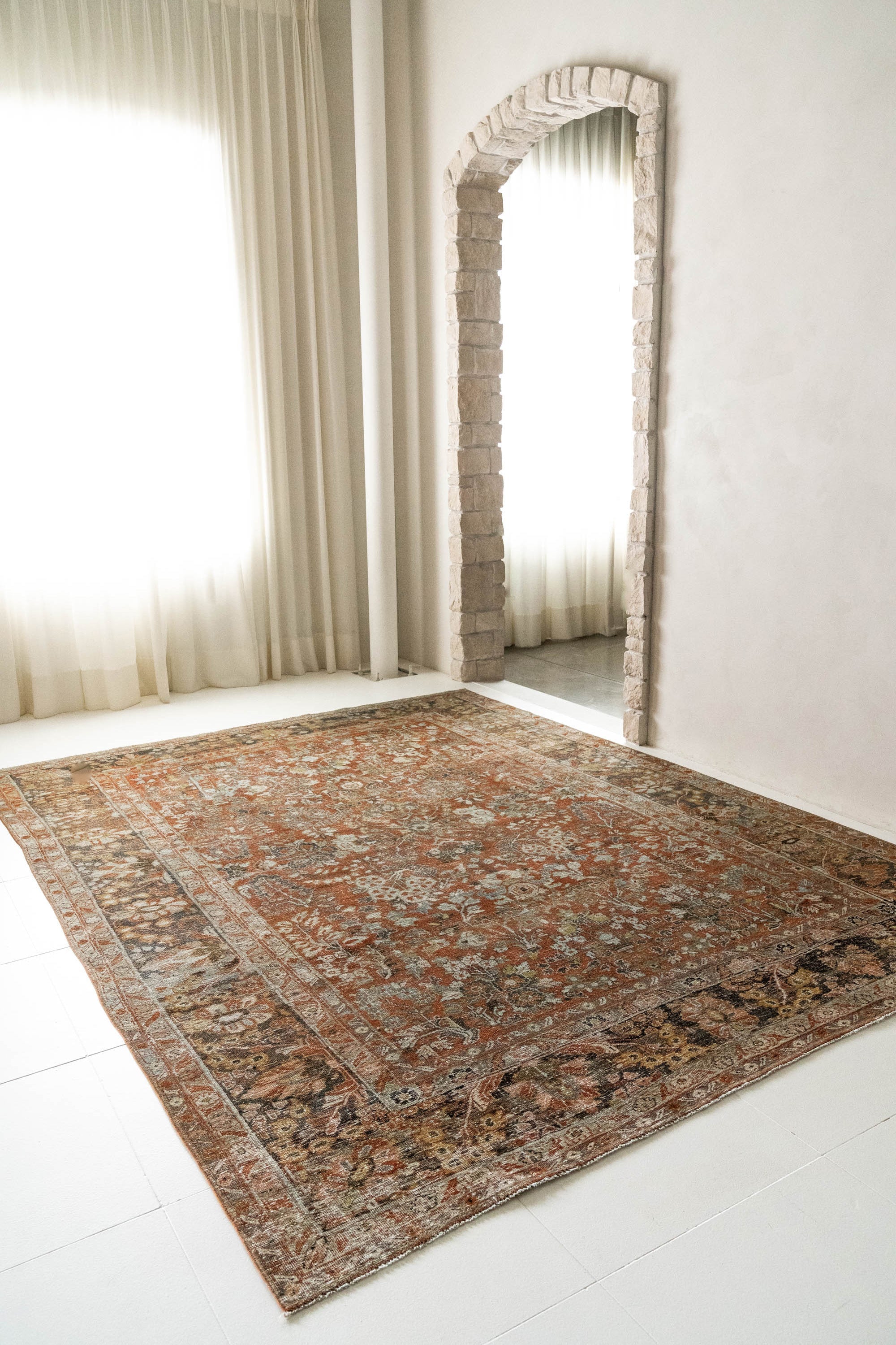 District Loom 1920s Antique Persian Mahal Area Rug 8'8" x 11'5"