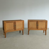 Pair of Vintage Henning Kjærnulf-Attributed Quartersawn White Oak Cabinets/Nightstands with Original Brass Pulls