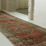 District Loom 1920s Antique Persian Heriz Karaja Runner Rug 2'7" x 10'3"