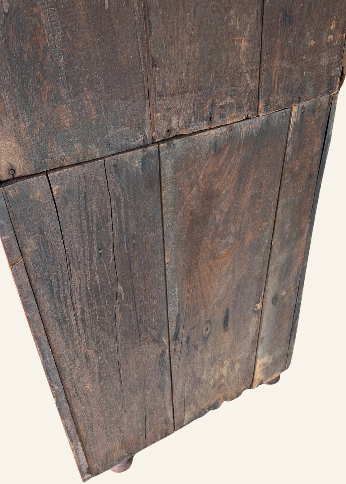 Antique 1790s Late 18th Century Early American Primitive Corner Cupboard with Original Red Milk Paint