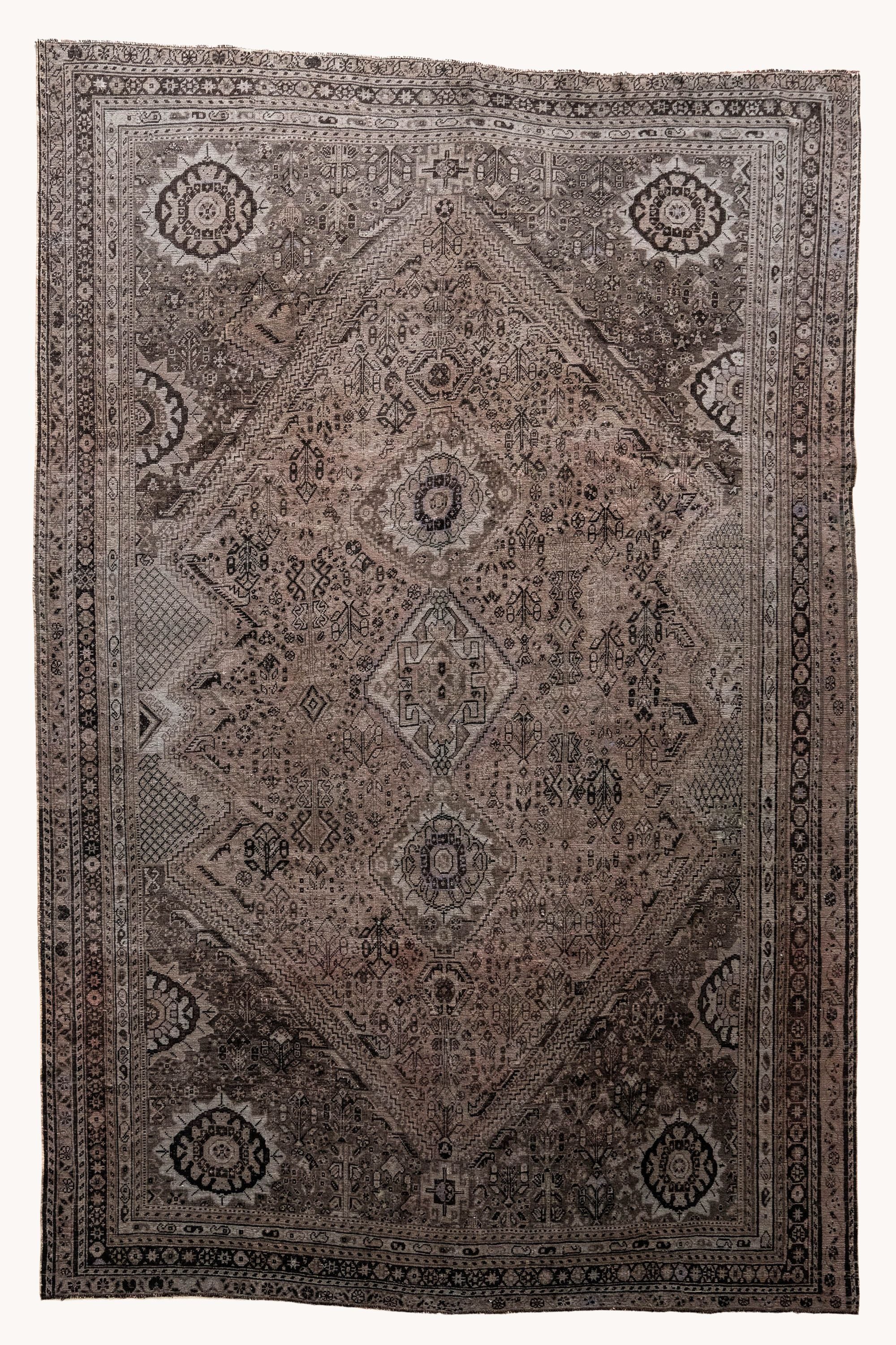 District Loom 1940s Vintage Persian Shiraz Area Rug 6'11" x 10'2"
