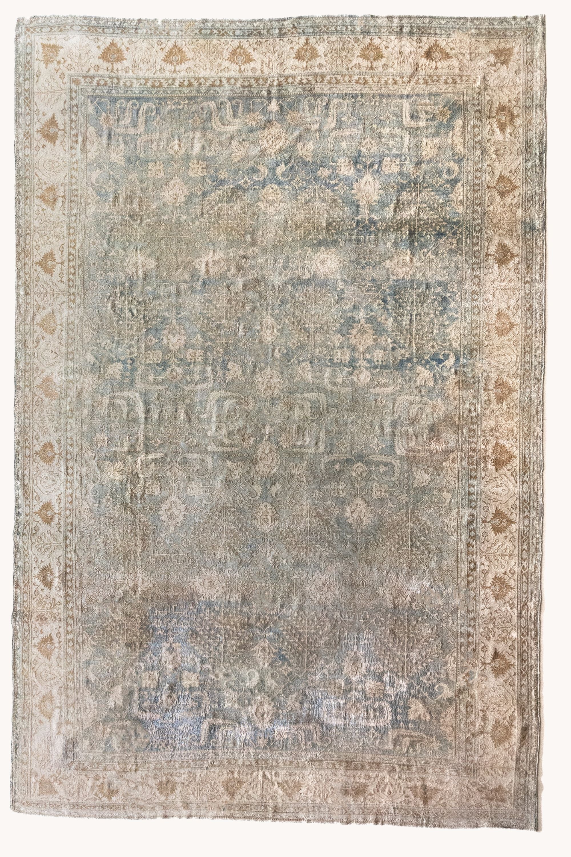 District Loom 1920s Antique Indian Agra Area Rug 9'7" x 16'4"