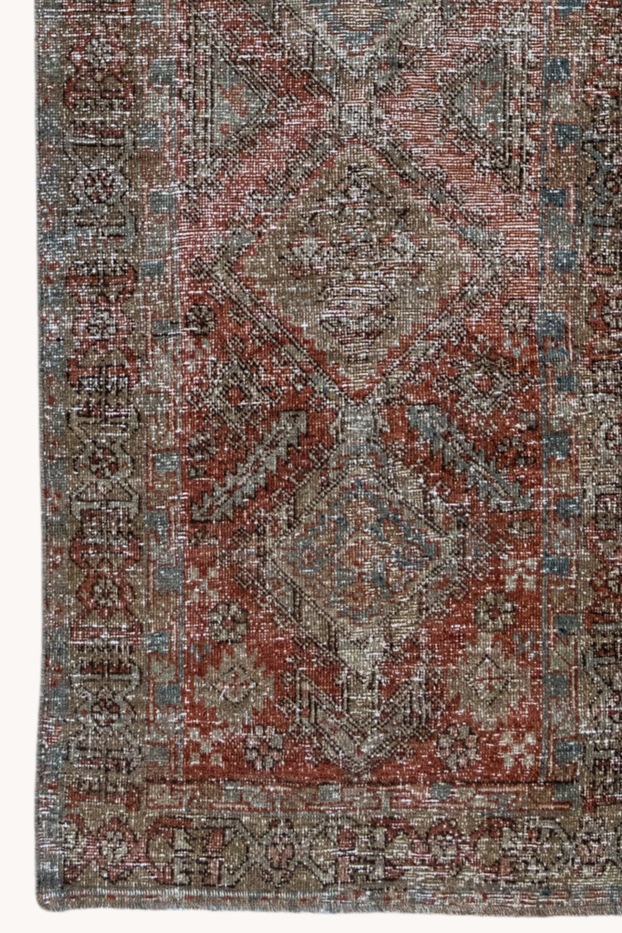 District Loom 1940s Vintage Persian Heriz Karaja Runner Rug 2'9" x 11'1"
