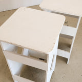 Pair of Primitive Folk Art-Style White Wooden Side Tables