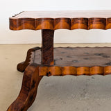 Vintage Handcrafted Brutalist Pine Coffee Table with Scallop Detailing