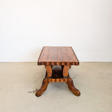 Vintage Handcrafted Brutalist Pine Coffee Table with Scallop Detailing