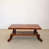 Vintage Handcrafted Brutalist Pine Coffee Table with Scallop Detailing