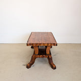 Vintage Handcrafted Brutalist Pine Coffee Table with Scallop Detailing