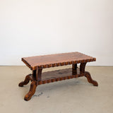 Vintage Handcrafted Brutalist Pine Coffee Table with Scallop Detailing