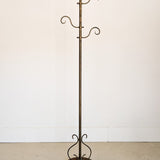 Heavy Adjustable Vintage Thonet-Style Brass Coat Rack with Hat Hook